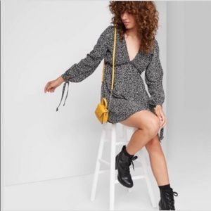 Wild Fable Long Sleeve Dress - Black/White Floral | Sz S